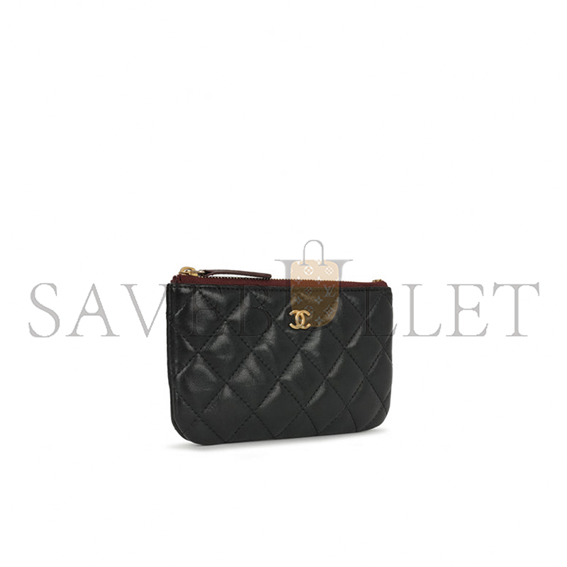 CHANEL CLASSIC MINI POUCH  LAMBSKIN GOLD HARDWARE A82365 (15*9.5*1cm)